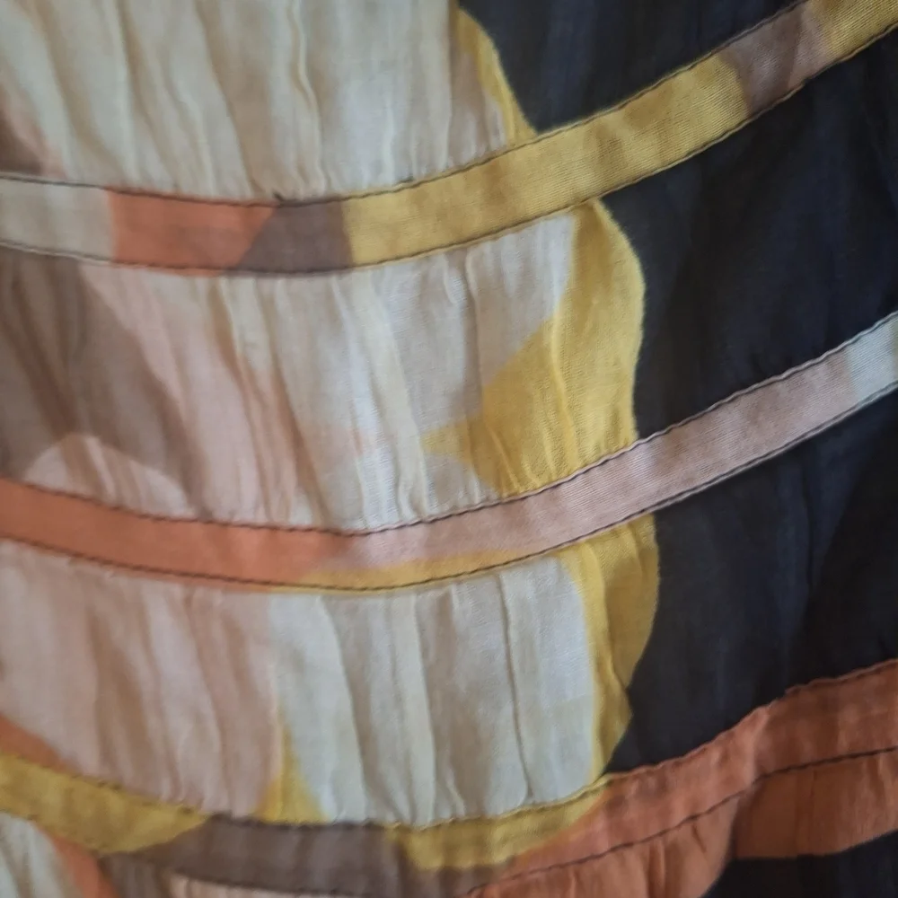 Sunny Leigh Abstract Skirt in Black, White, Yellow, and Tan
